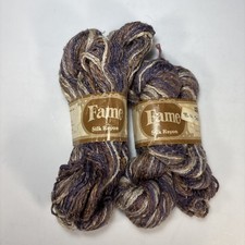 Fame Silk Rayon Yarn Brown Purple Variegated 2 Skeins Discontinued Made in USA