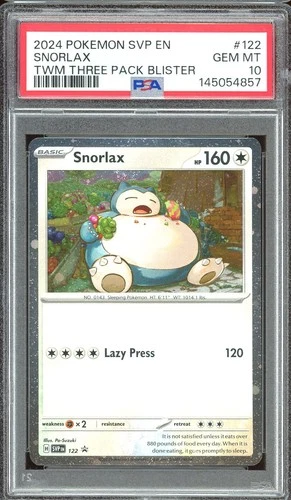 Pokemon TCG Twilight Masquerade 3 Pack Blisters #122 Snorlax Cosmos PSA 10