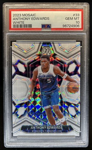 2023-24 Panini Mosaic Anthony Edwards White #/25 Timberwolves PSA 10 GEM MINT