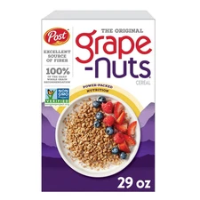 Post Grape Nuts Original Breakfast Cereal, Crunchy Breakfast Cereal 29 oz Box