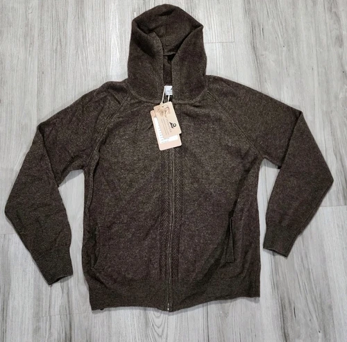 Nwt Shabaduer Women's Cashmere Hooded Cardigan Sweater/ Mocha Brown /Size S - Picture 2 of 9