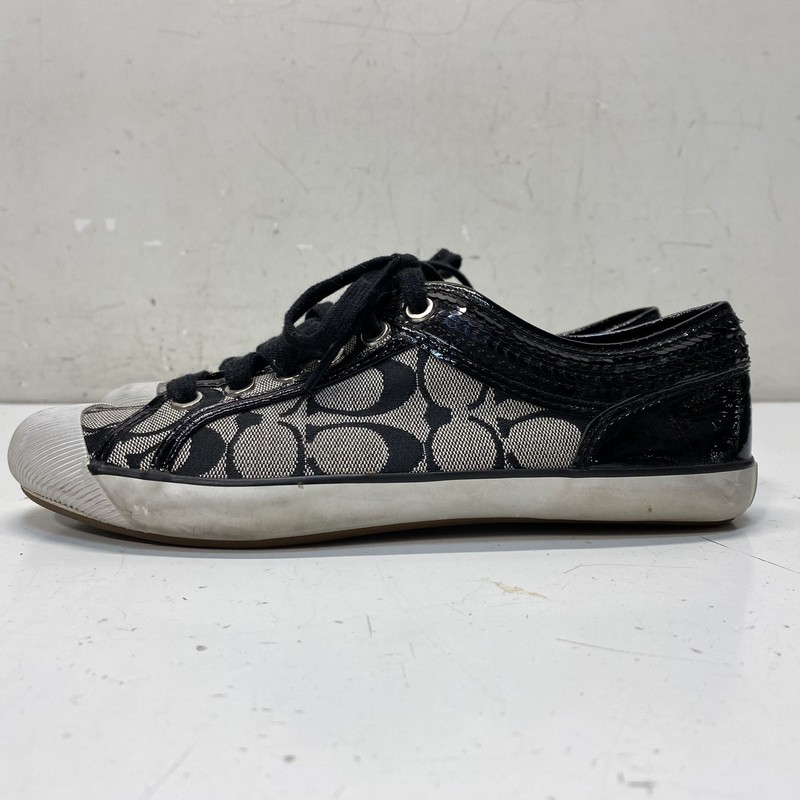 Coach Black And White Signature Logo Low Top Sneakers Women Size 7.5
