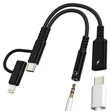 USB C Lightning to 3.5mm Headphone Audio Adapter 2in2 for Iphone 17 16 15 1...