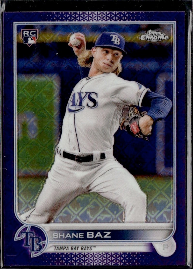2022 Topps Chrome Logofractor Shane Baz Blue Refractor Rookie /250 Rays #8