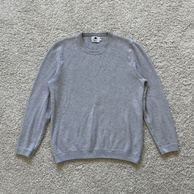 NN07 Hubert Honeycomb Crew Knit Size L Grey Melange Loopback No Nationality