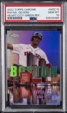 2022 TOPPS CHROME HEART OF THE CITY GREEN REFRACTOR RAFAEL DEVERS 6/99 PSA 10