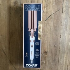 Conair Double Ceramic 3 Barrel Curling Iron, Hair Waver, Create Beachy Waves