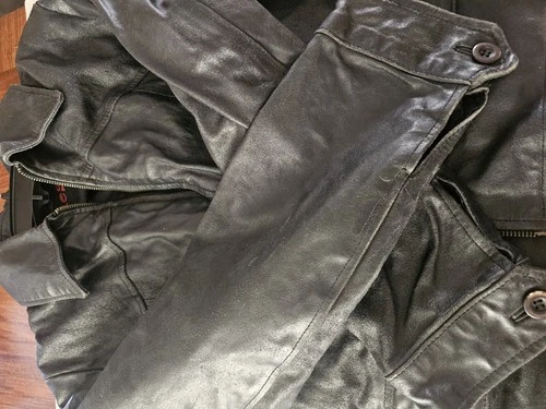 Vintage Guess Genuine Leather Black Motorcycle Jacket Women's S. Front Pockets image 8