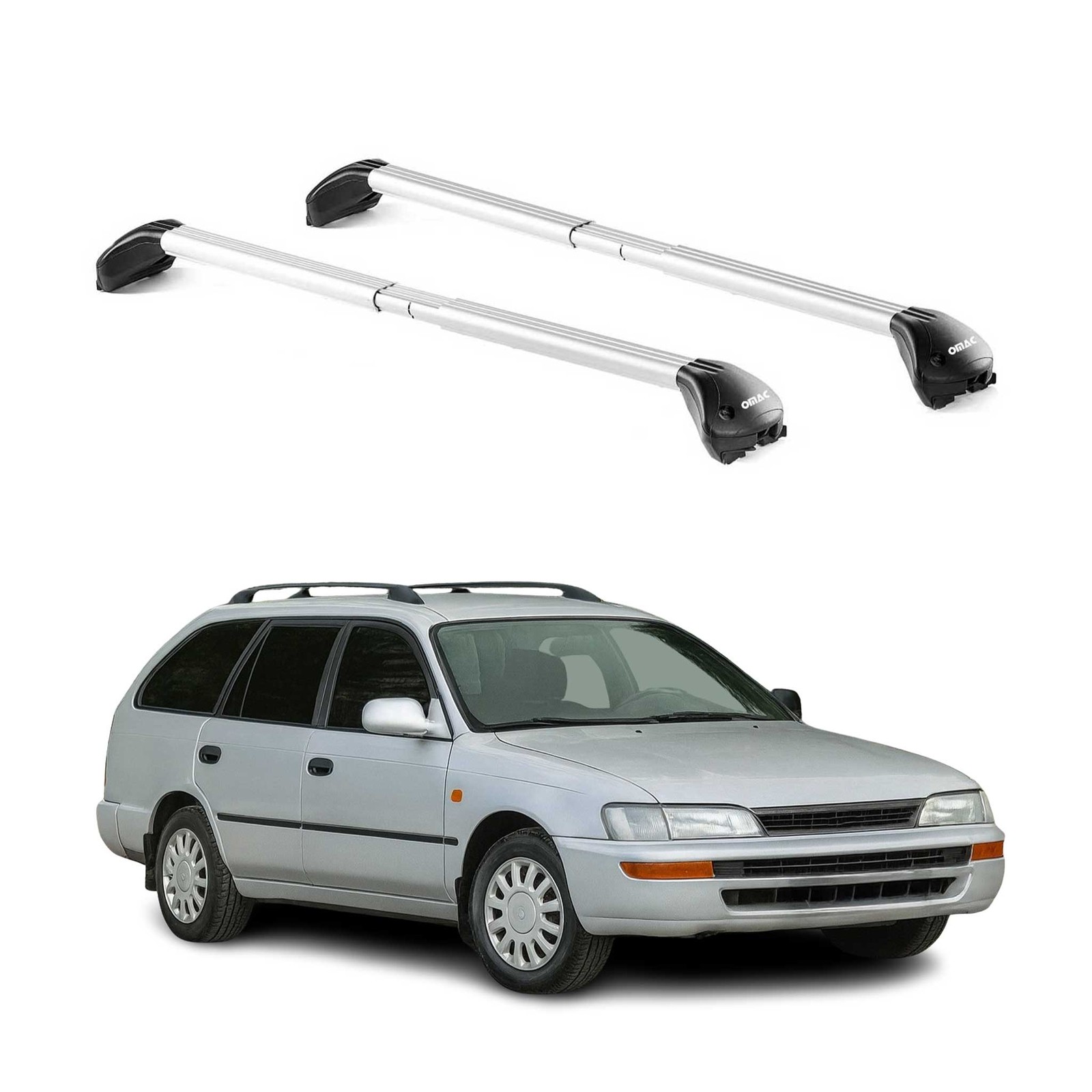 Barres de toit pour Toyota Corolla Wagon E100 1992-1997 en aluminium gris argenté