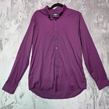 Express Performance Extra Slim Mens Purple Micro Check Stretch Dress Shirt L 16