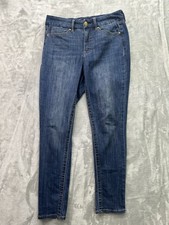 Seven7 Jeans Womens Sz 10 Blue Tummyless High rise Skinny Stretch Whiskered Fade