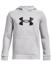 Boy's Gray Under Armour Big Logo Fleece Hoodie Size Medium - NWT 40