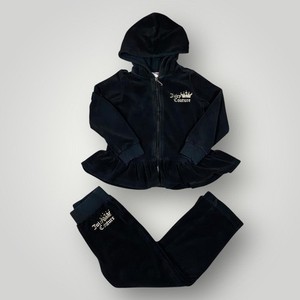 Juicy Couture Tracksuit Girls 4 Black Velour Hoodie Pants Set Logo Choose Juicy