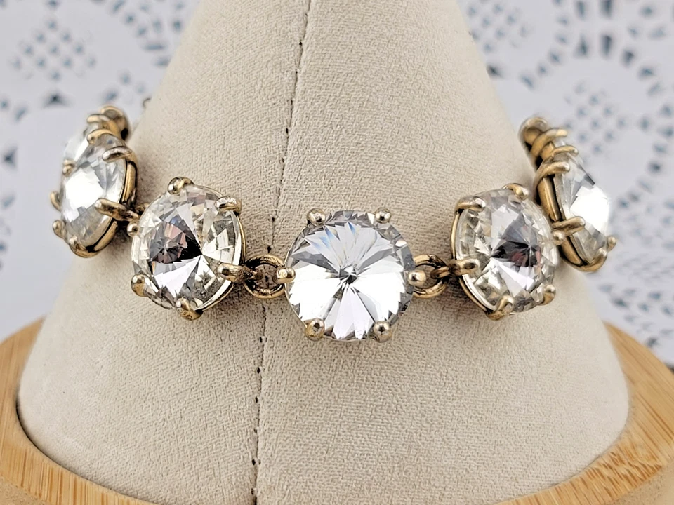 Теннисный браслет Adj7-8 Stella & Dot белый ✨Rivoli со стразами антикварный золотистый - Изображение 3 из 4