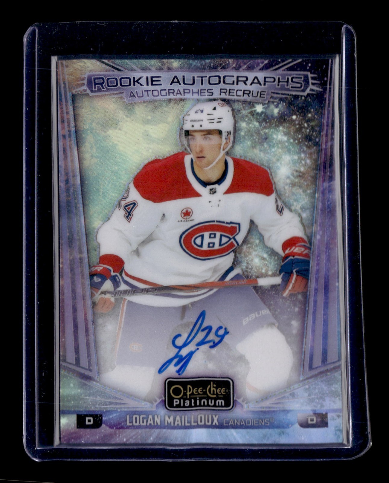 2024-25 O-Pee-Chee Platinum Rookie Autographs Cosmic R-MA Logan  Mailloux Habs