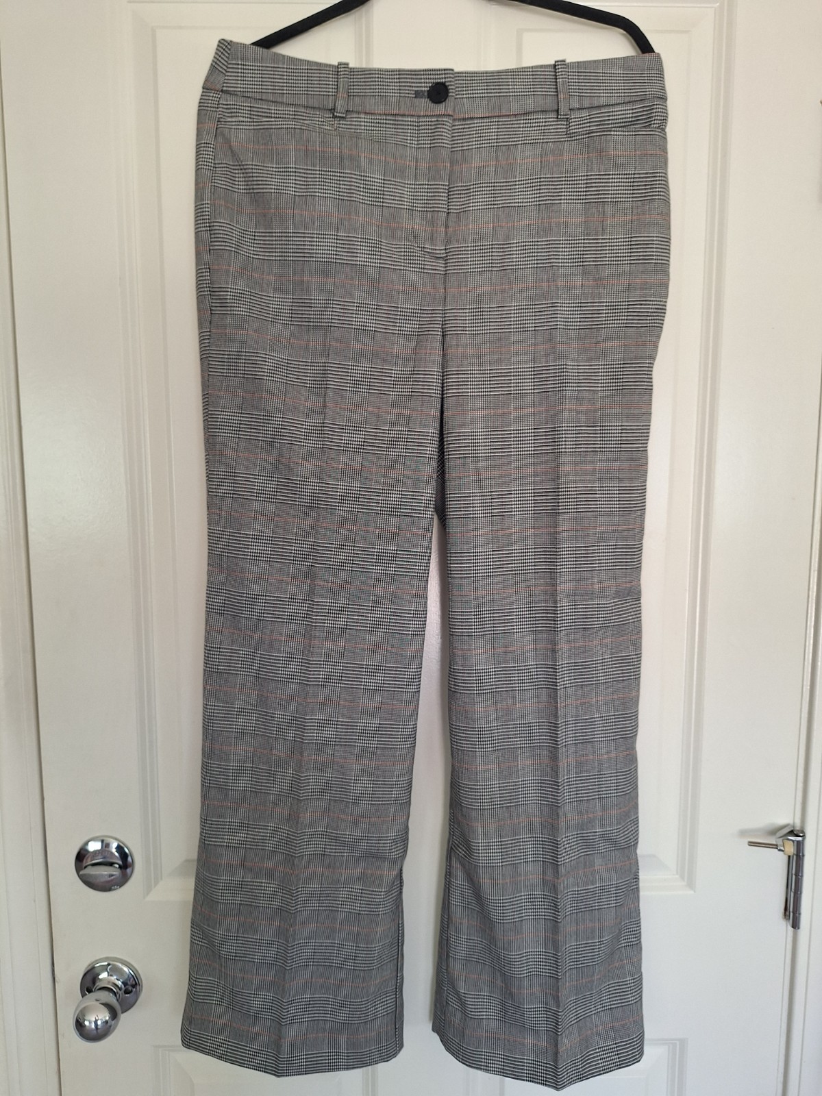 NWT LOFT High Rise Wide Leg Black White Houndstooth Plaid Trousers Size 10P