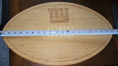 NY Giants NFL Bamboo Cutting Board Football Shaped Serving Tray Picnic Time 20''