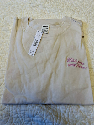Women s Victoria's Secret PINK Campus Tee Short Sleeve Wish You Were Here Small