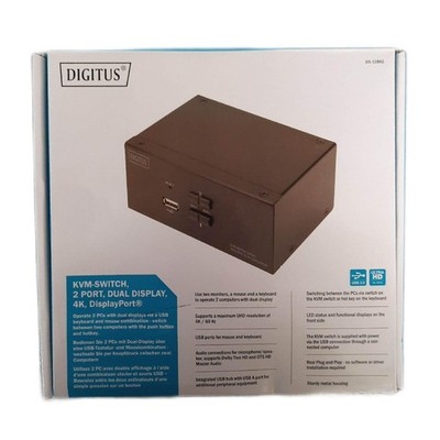 DIGITUS KVM Switch DisplayPort 2 Port Dual Display 2 PC 2 Monitore 4K 60Hz