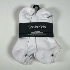 Calvin Klein 6-Pair Cushion No Show Socks White with CK Logo Men  s One Size