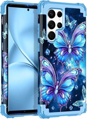 Galaxy S23 Ultra Case Glow in the Dark Three Layer Heavy Duty Shockproof Hard PC