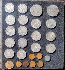 lot of old silver coins and wheat pennieswith assortment of international coins