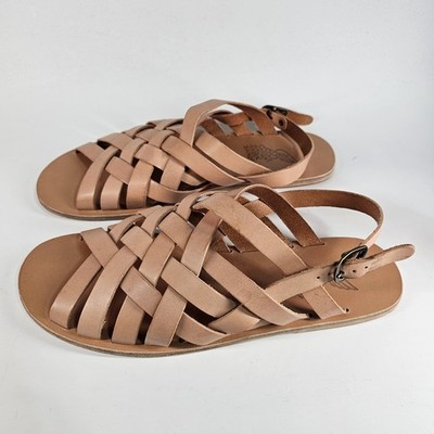 Ancient Greek Sandals Vachetta Leather Gladiator Aristotelis Woven Mens 11 44 