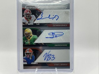 2025 Panini Prizm Black Football Triple Autograph PTA-WR Branch, Moore,Brown III