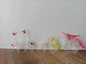 Lot of 5 Murano Style Art Glass. Hand-Blown "Spun" Pegasus & Giraffes & Animals?