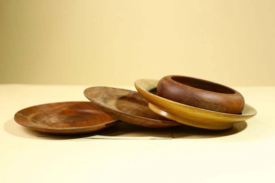 Cuencos y platos de madera artesanales africanos decoración de mesa tribal rústica-G5908 Foto 3 de 4