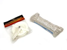 100Ft Heavy Duty Cotton Rope Multi Purpose Home W/ Clothesline Pulley