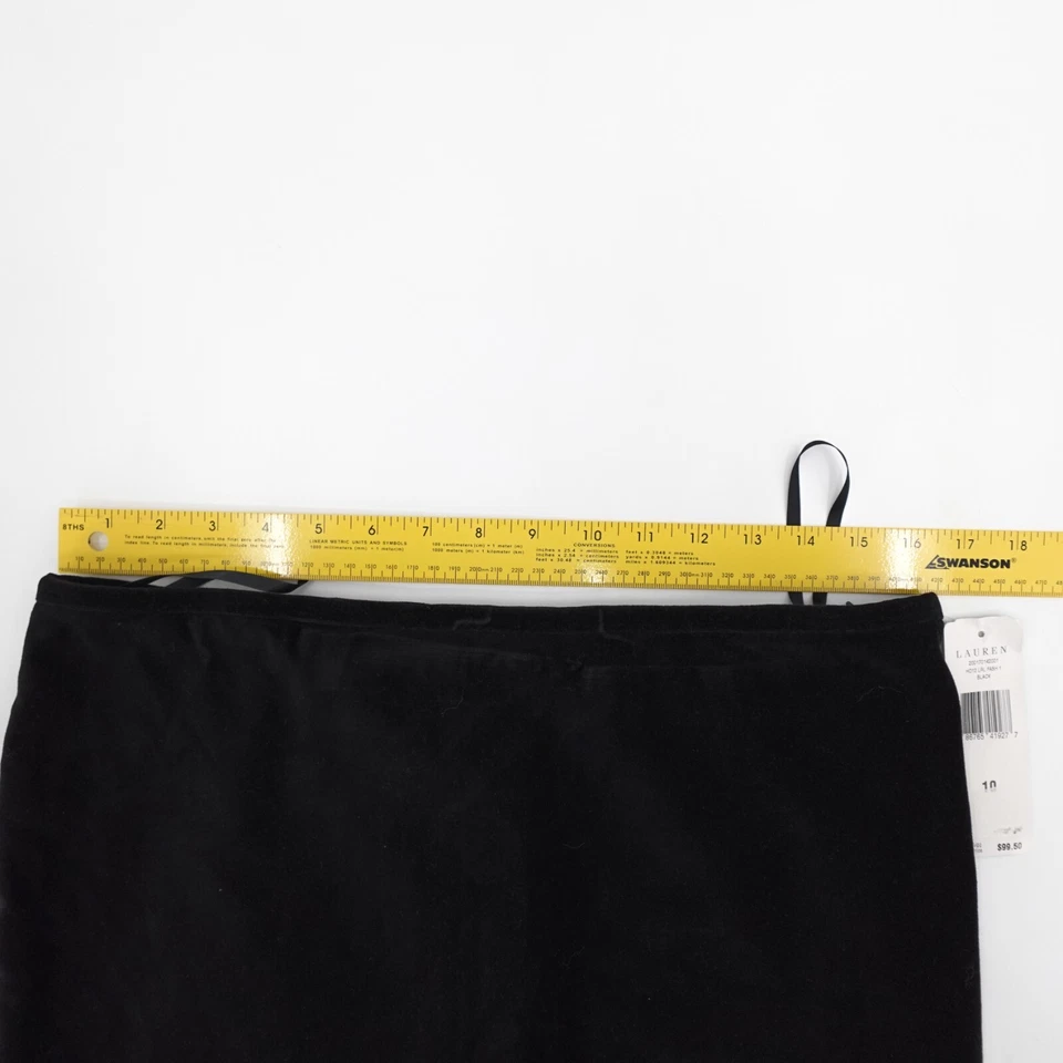 NUEVA Falda Lauren Ralph Lauren Mujer 10 Negra A-LIne Terciopelo Forrado Ropa de Trabajo Foto 2 de 4