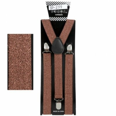 Rich Copper Brown Glitter Shimmer Suspenders Adult Teen Size Wedding Prom 