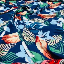 4 Way Stretch Fabric Sky Blue Flowers Print Nylon Spandex by Yard for Swimwear