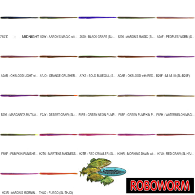 Roboworm ( SL ) 7 Inch Straight Tail Worms 8pk Any 22 Colors FREE SHIPPING