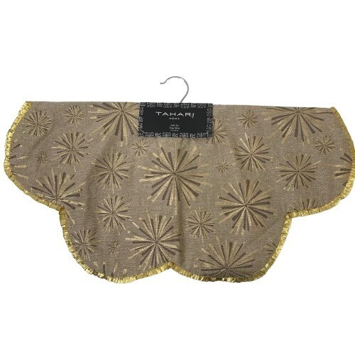 NEW Tahari Home Table Top Tree Skirt in Beige and Gold 24”