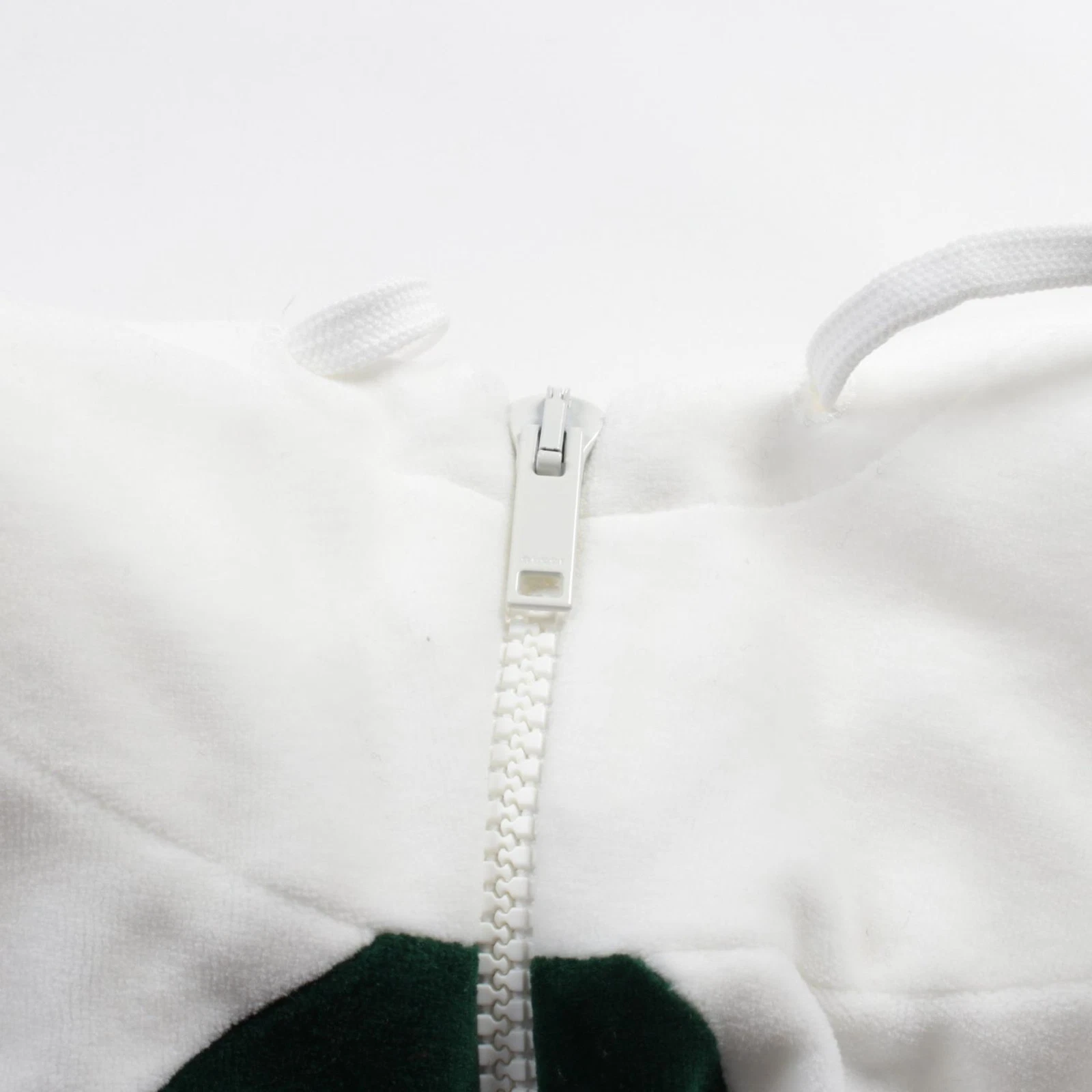 Abito Gucci Web Stripe Ciniglia Cotone Felpa con Cappuccio 678707 Nylon Bianco Usato Do