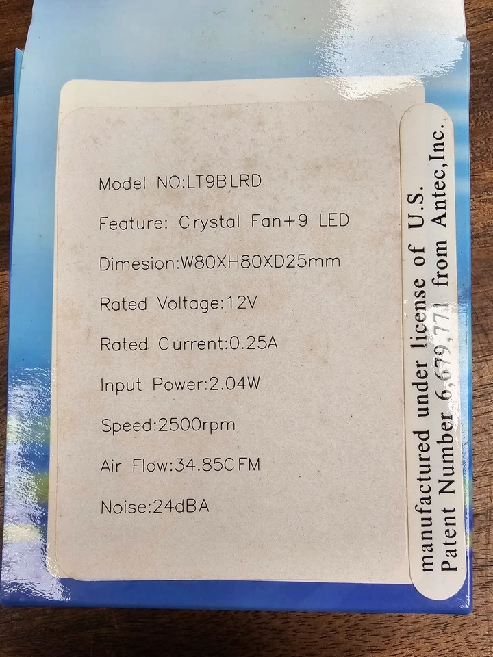 Logisys LT9BLRD Crystal 80mm Case Fan 9 Red LED 12V 2500RPM 34.85CFM 3-Pin & Mol - Image 2 of 2