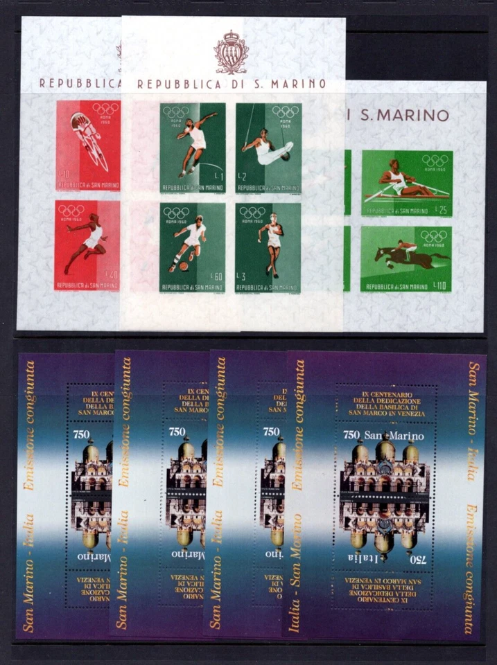 SAN MARINO Y EUROPA 1944-1970 COLECCIÓN DE 45 HOJAS DE RECUERDO EN SU MAYORÍA OLÍMPICAS Foto 2 de 4