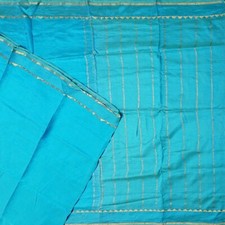 Vintage Blue Sarees 100 Pure Silk Handwoven South Indian Sari 6YD Craft Fabric