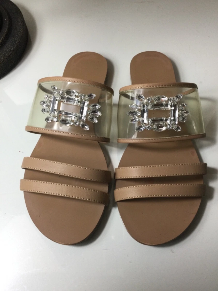 KURT GEIGER WOMENS PIA VINIL BEIGE SLIDE SANDALS 38 PREOWN eBay