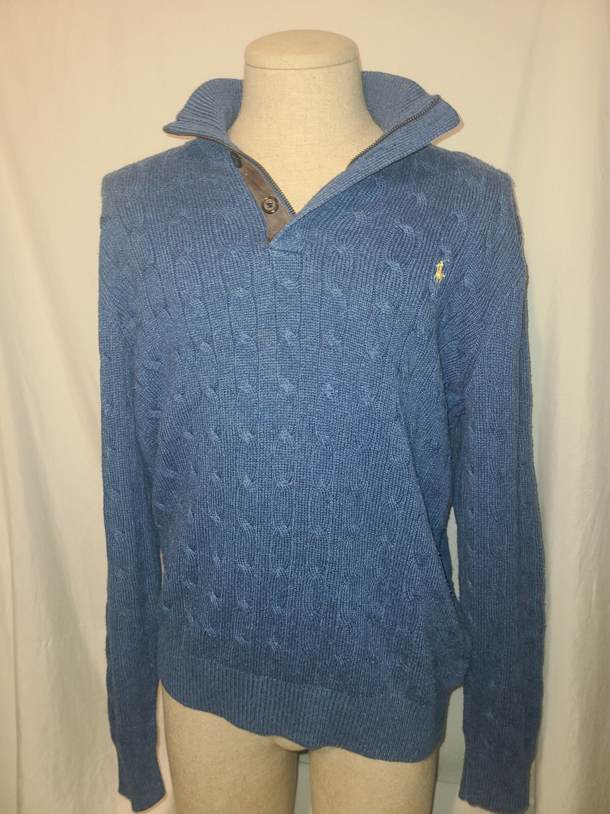 Half-Zip cable knit blue Sweater XL 