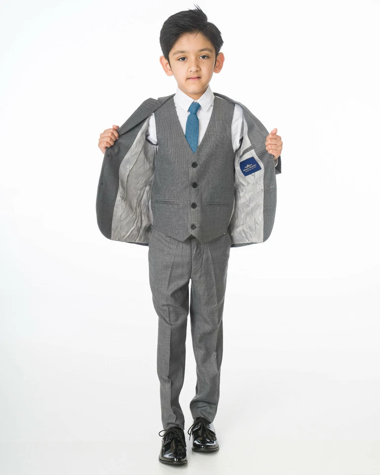 Trajes para niños niños página de boda niño fiesta graduación traje, bebé hasta 14 años, gris o azul Foto 4 de 4