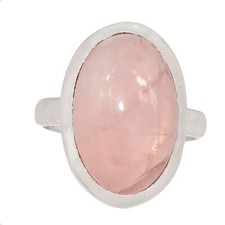Natural Rose Quartz - Madagascar 925 Sterling Silver Ring Jewelry s.7.5 CR68774