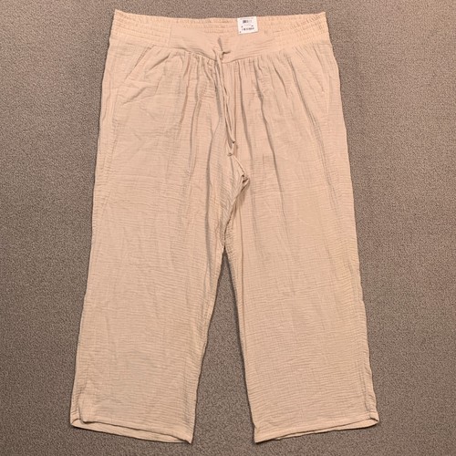 JM Collection Pants XXXL Beige Woven Dressing Wide Leg High Rise Pull On Lightwt - Picture 2 of 18