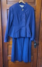1940s/1950s Purple Wool Skirt Suit Size L