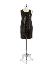 VINCE CAMUTO Front Shimmering Black w/Silver Sequin Dress ( Sz. 2 ) NWT Ret $168