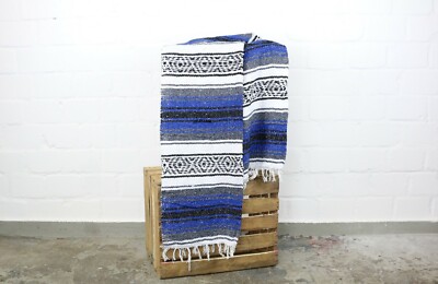 Picknickdecke Yogadecke Mexiko blau 180 x 70 cm blanket bohemian interior trend