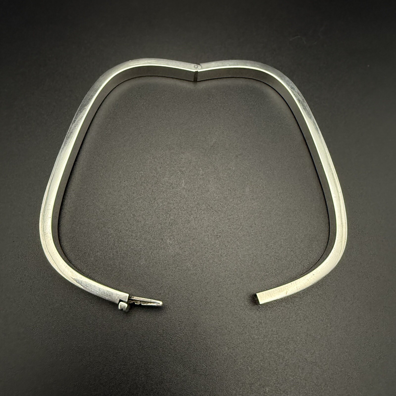 Estate Sterling Rectangular Bangle Bracelet Round… - image 7