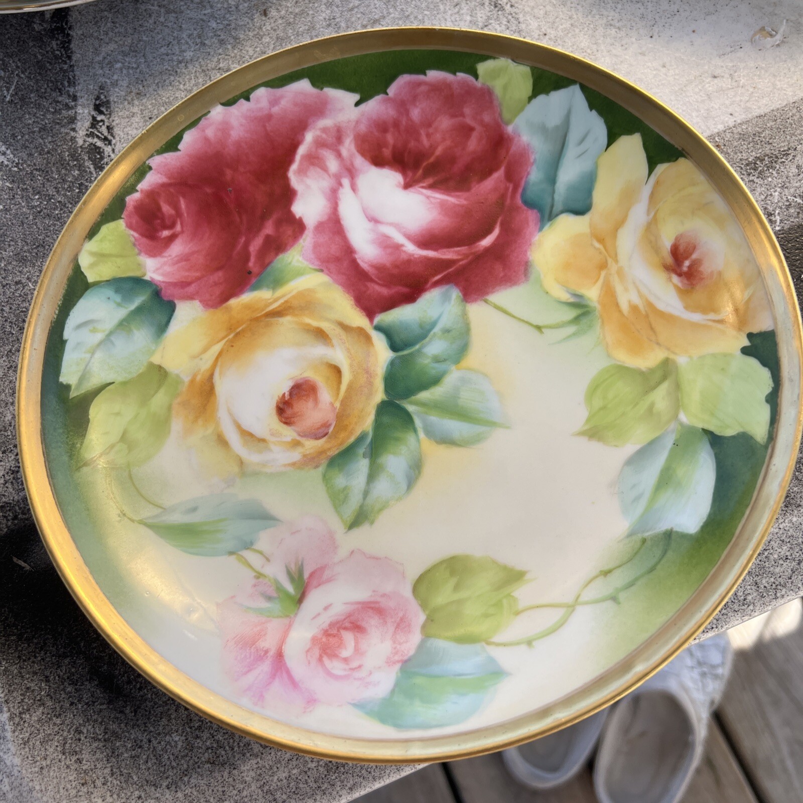 Antique LIMOGES Old Abbey Hand Painted RosesPlate Gold Trim Signed BMoeM 8.75” eBay